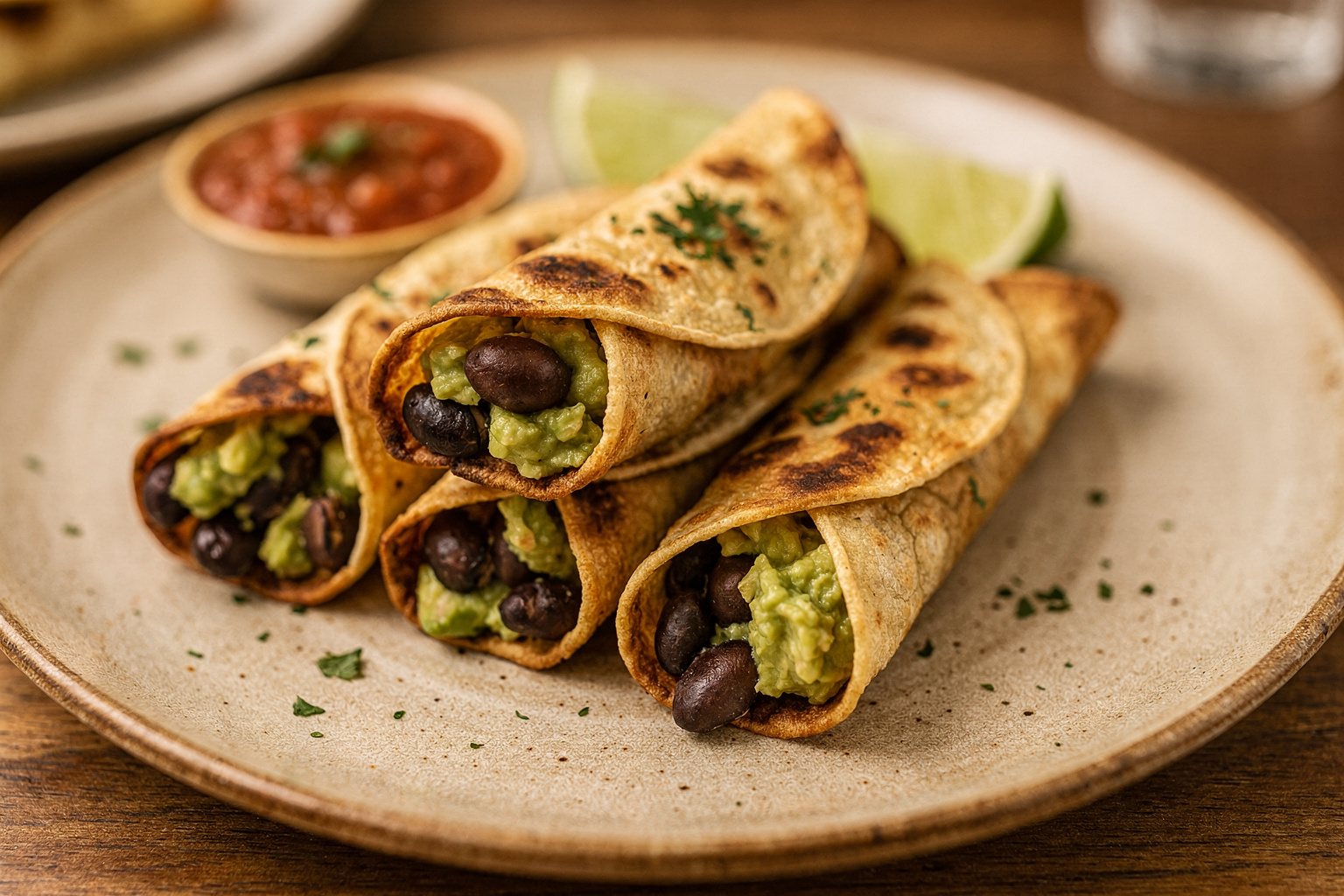 Avocado Black Bean Taquitos