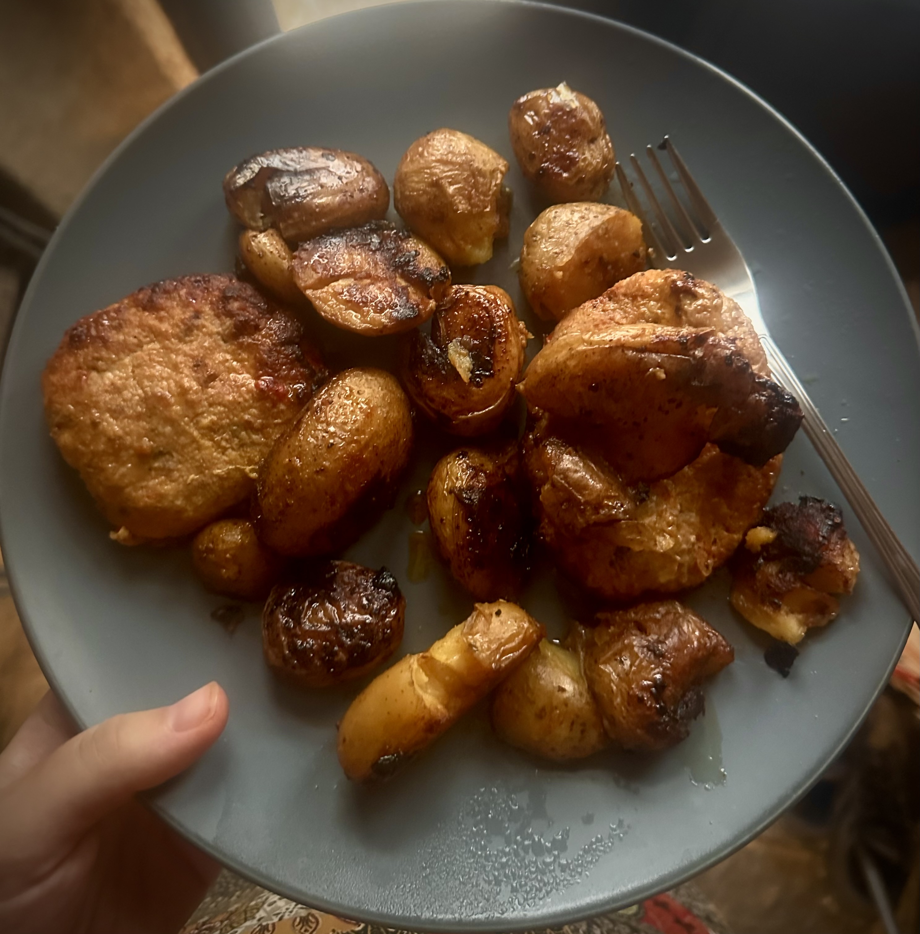 Juicy Chicken Burgers with Sweet & Sour Baby Potatoes